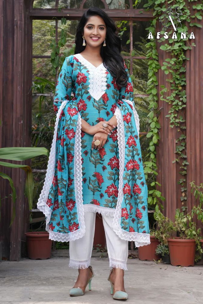 Rustam By Afsana Muslin Chikankari Work Kurti With Bottom Dupatta Wholesale Price In Surat